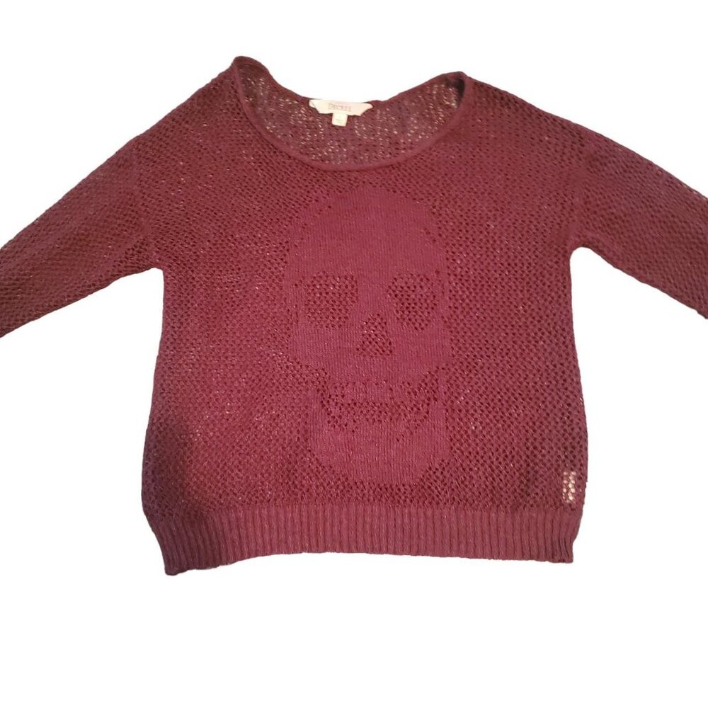 Decree Purple Skull Sweater Punk Emo Grunge Goth Open Knit